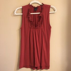 Ann Taylor ruffle high-neck lace sleeveless top